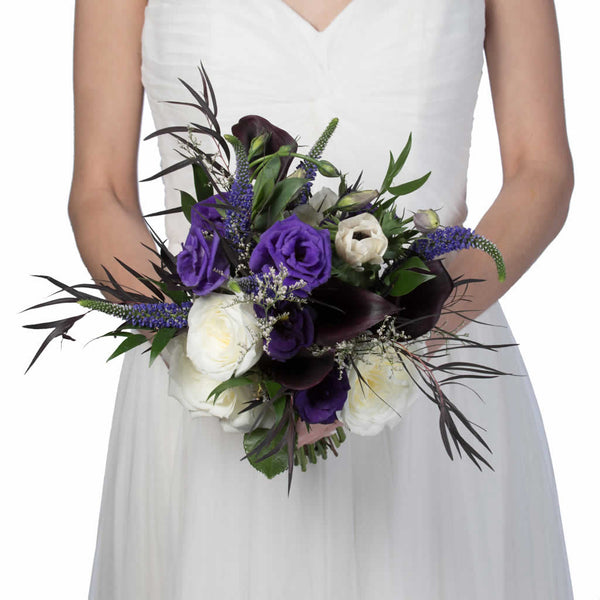 Purple Lisianthus And White Roses Bridal Bouquet - Blume, Designed By 